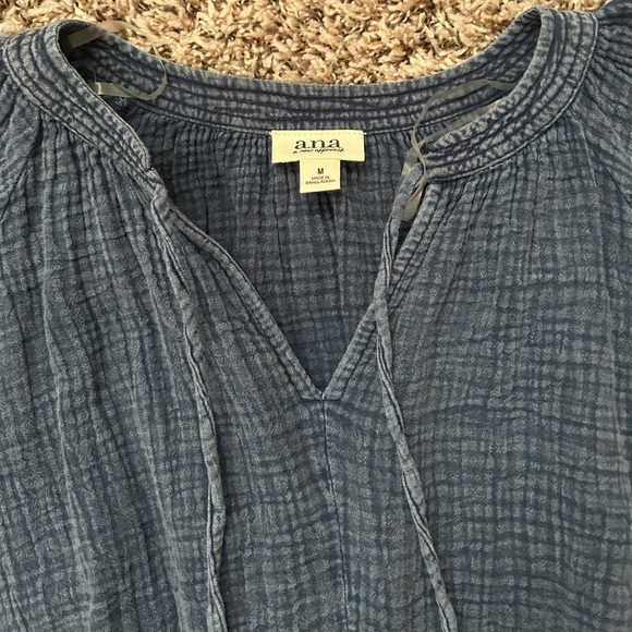 a.n.a Women’s Short Sleeve Popover Dress, 100% Cotton - Acid Wash Denim- NWT - Picture 11 of 14